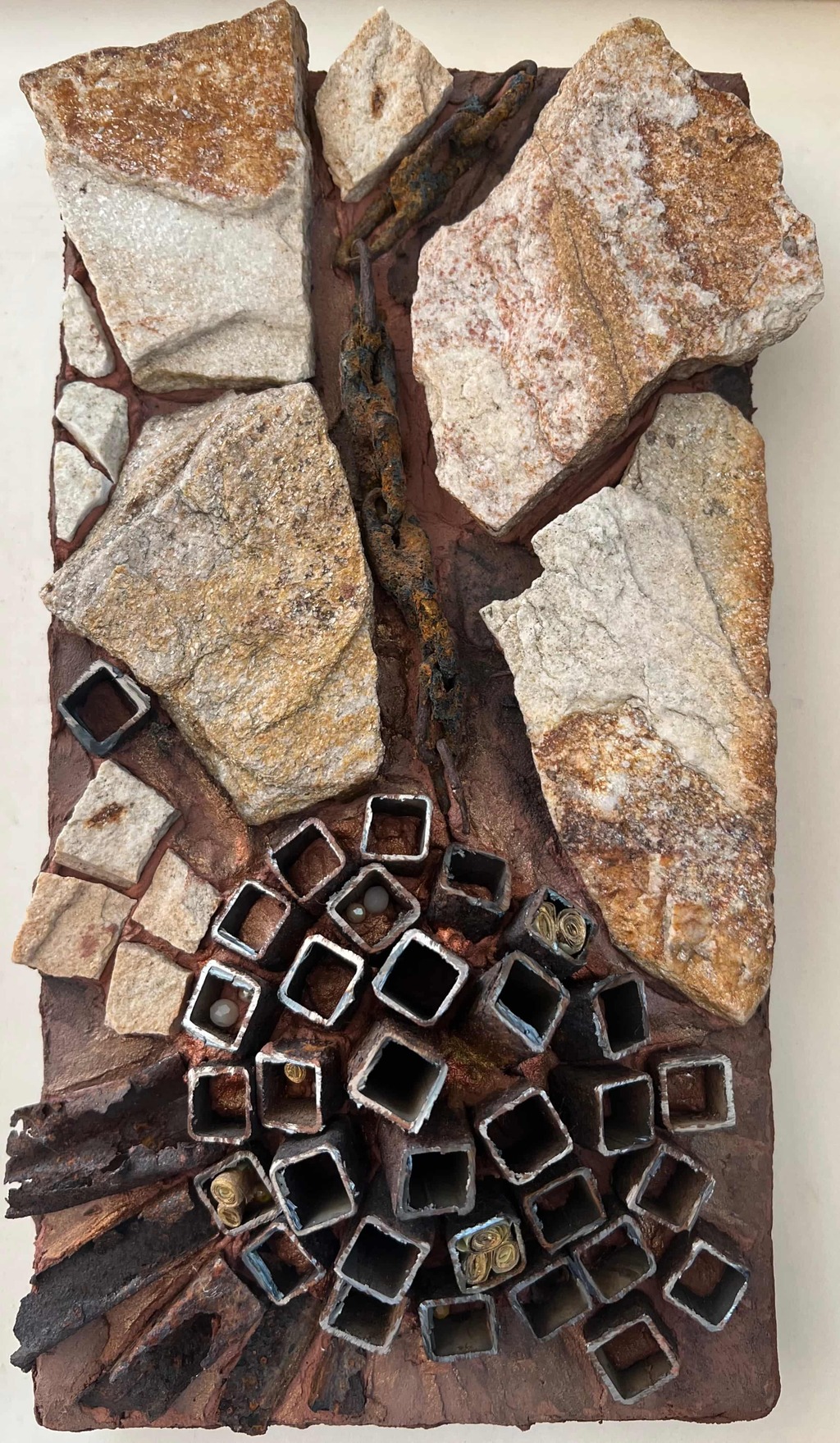 Nest in the Crevice, mixed media artwork from Rust Series by Cami Pirvu