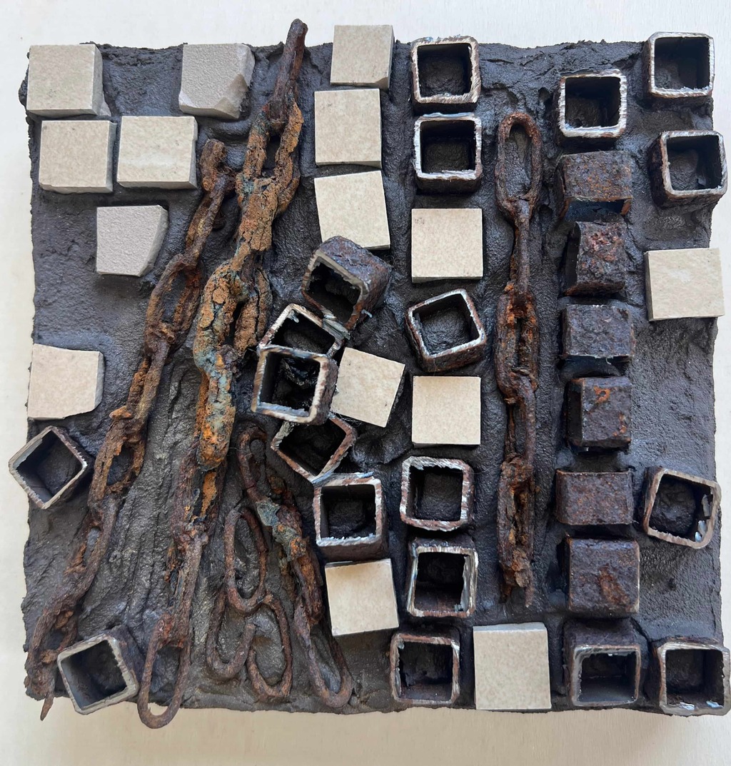Fault Line, mixed media artwork from Rust Series by Cami Pirvu