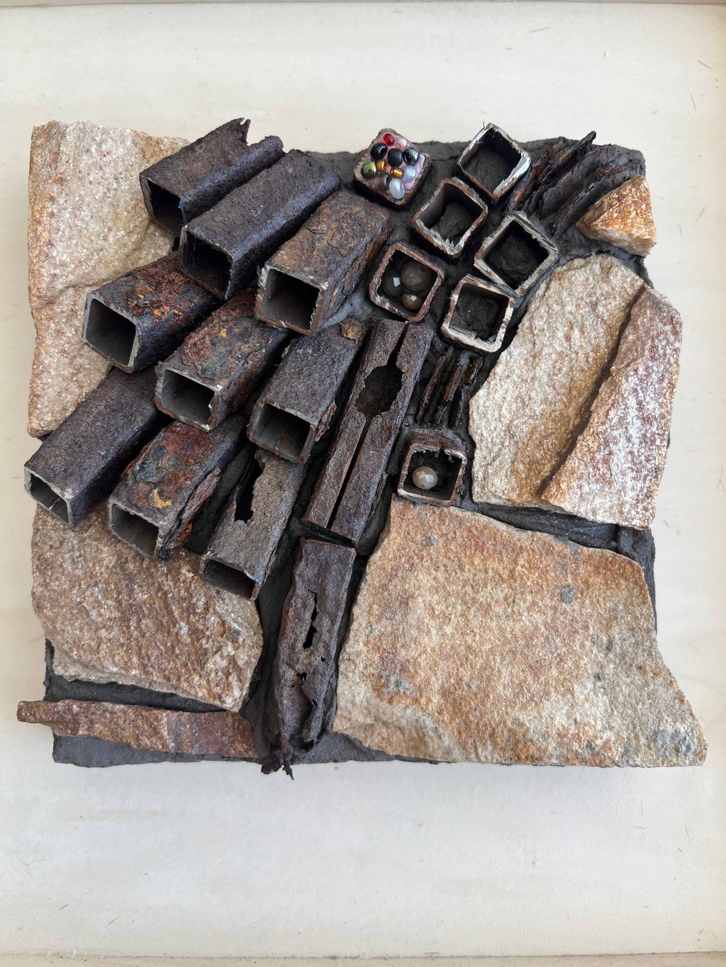 Seed in Rust, mixed media artwork from Rust Series by Cami Pirvu